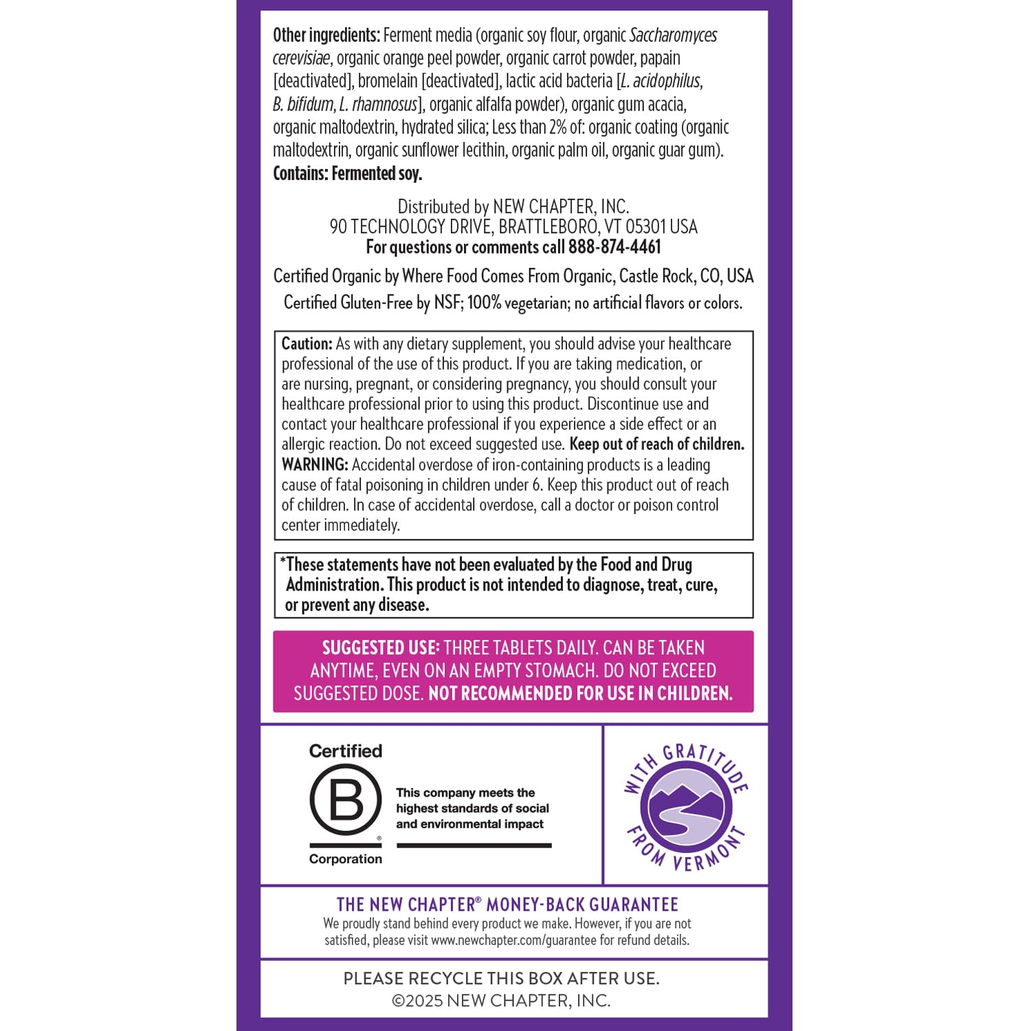 New Chapter non-GMO Project Verified seal signals trusted sourcing.