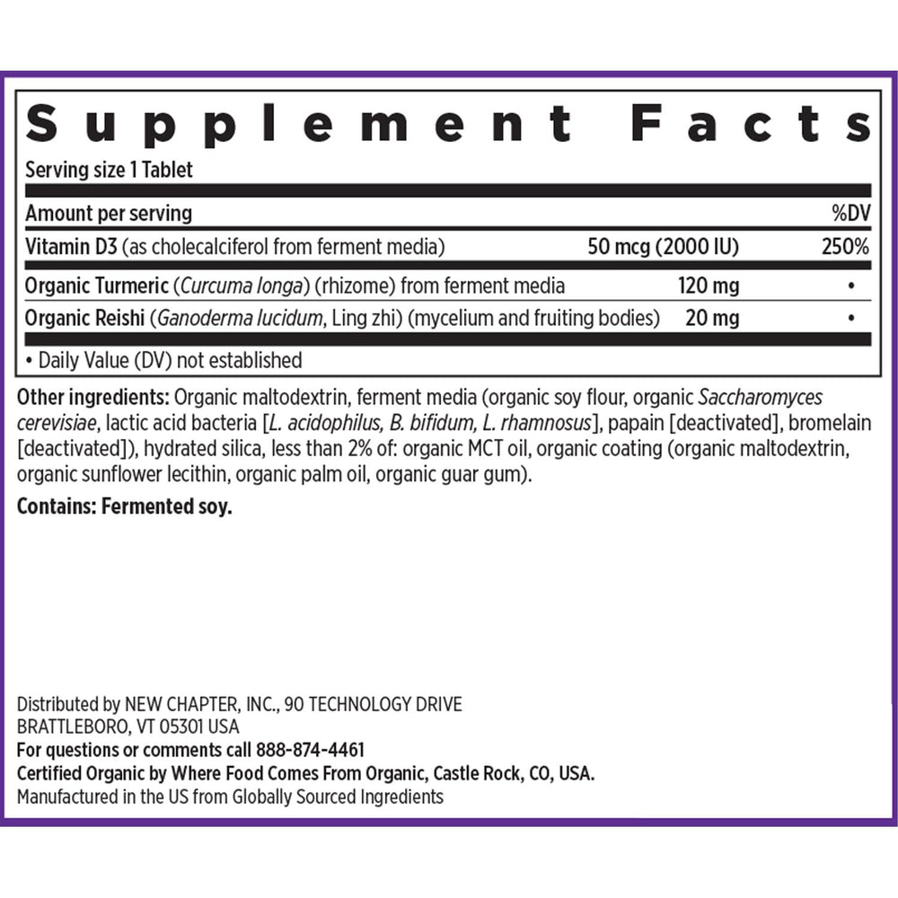 New Chapter NSF gluten-free certification badge on packaging.