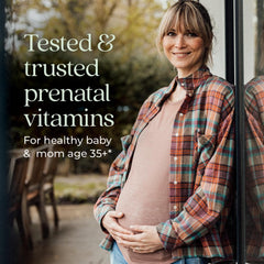 New Chapter Prenatal 35+ bottle back with supplement details