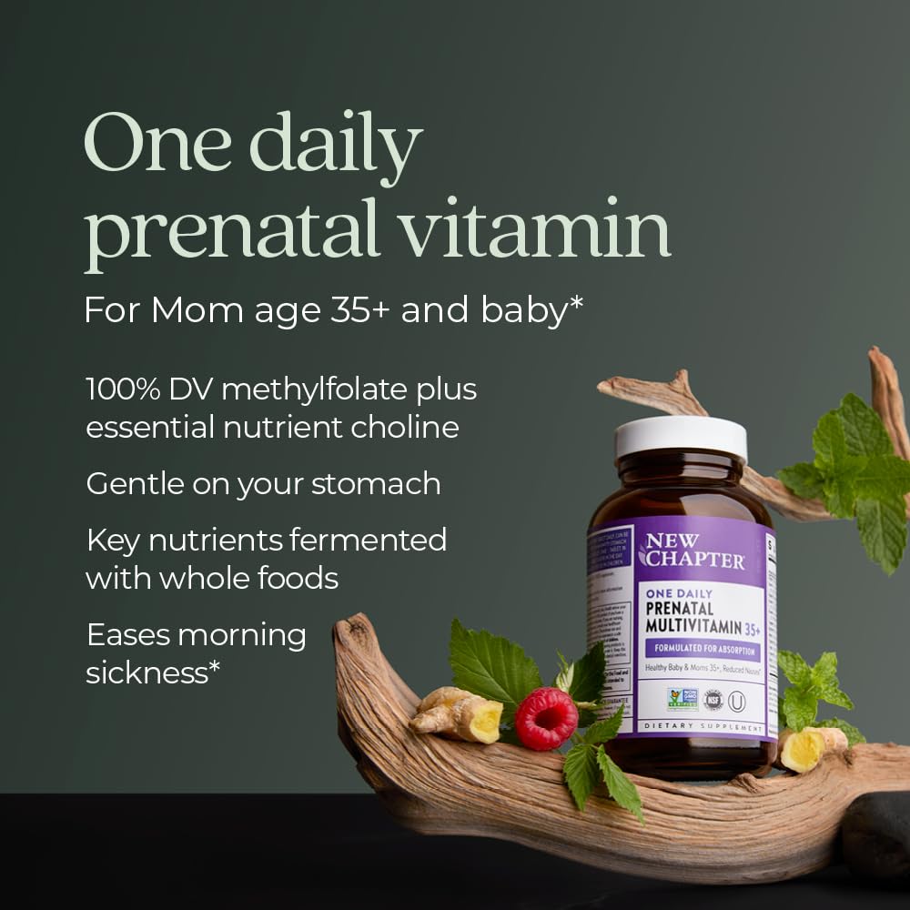 New Chapter Prenatal 35+ ginger-dose visual for nausea relief potential