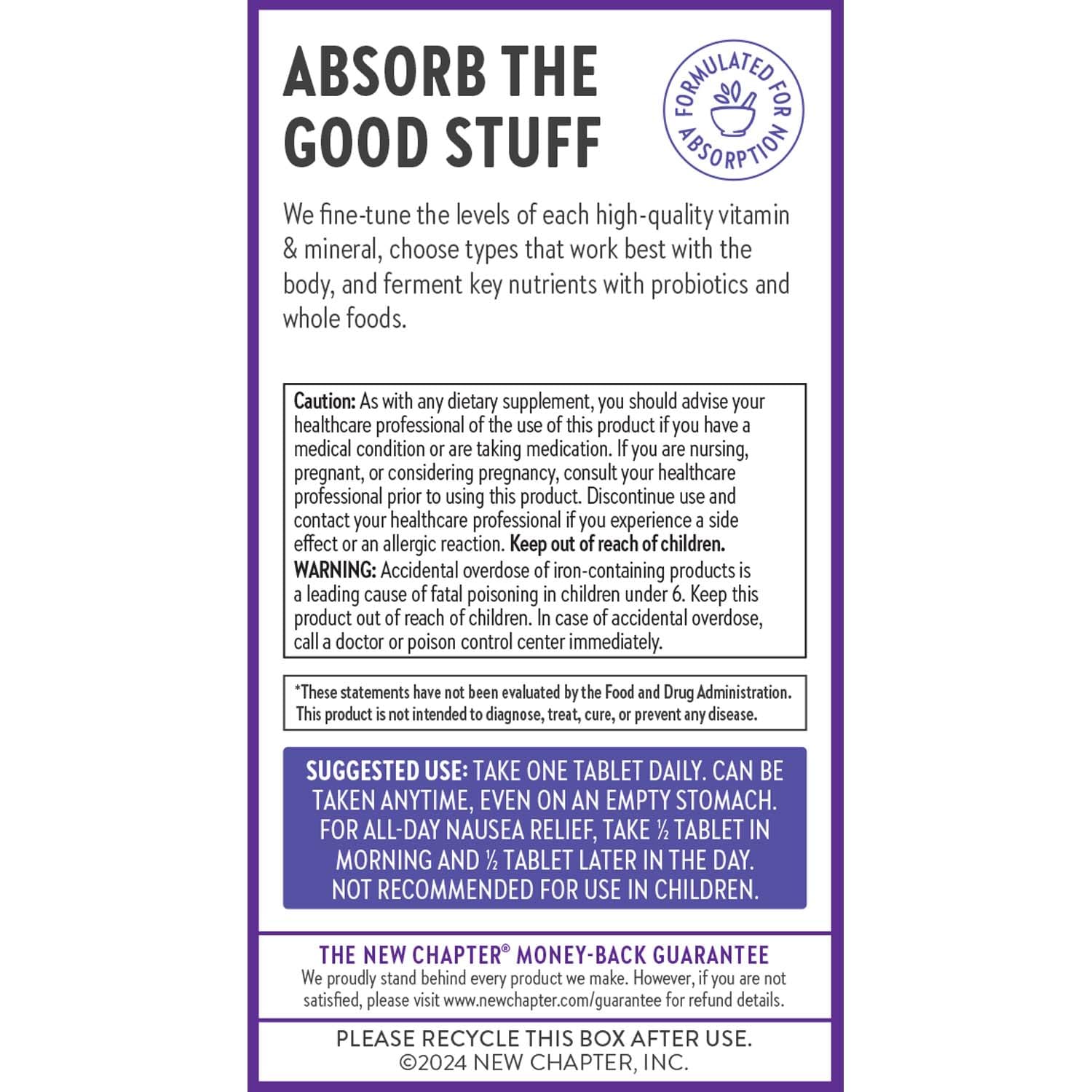 New Chapter Prenatal 35+ gluten-free label confirms dietary compatibility
