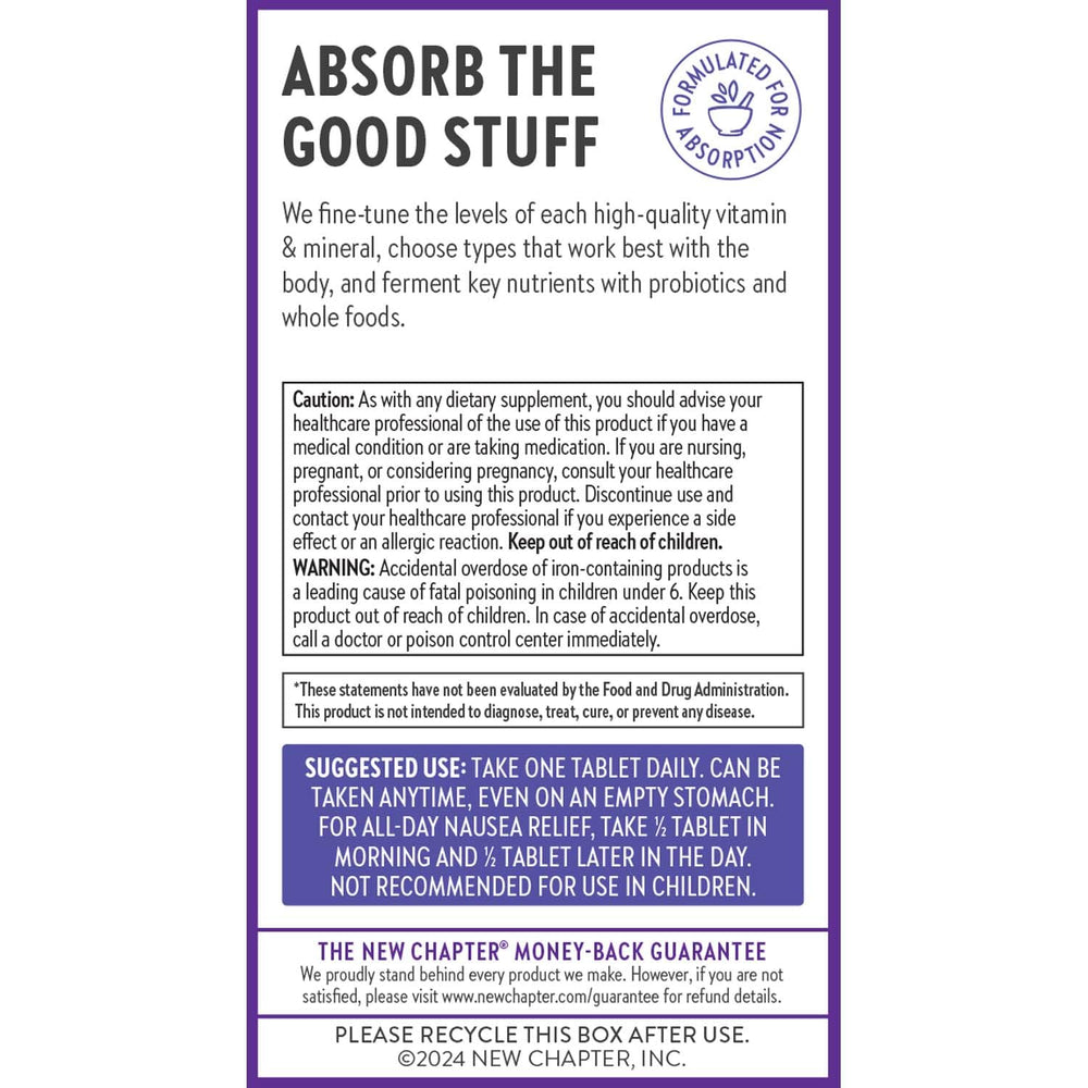 New Chapter Prenatal 35+ gluten-free label confirms dietary compatibility