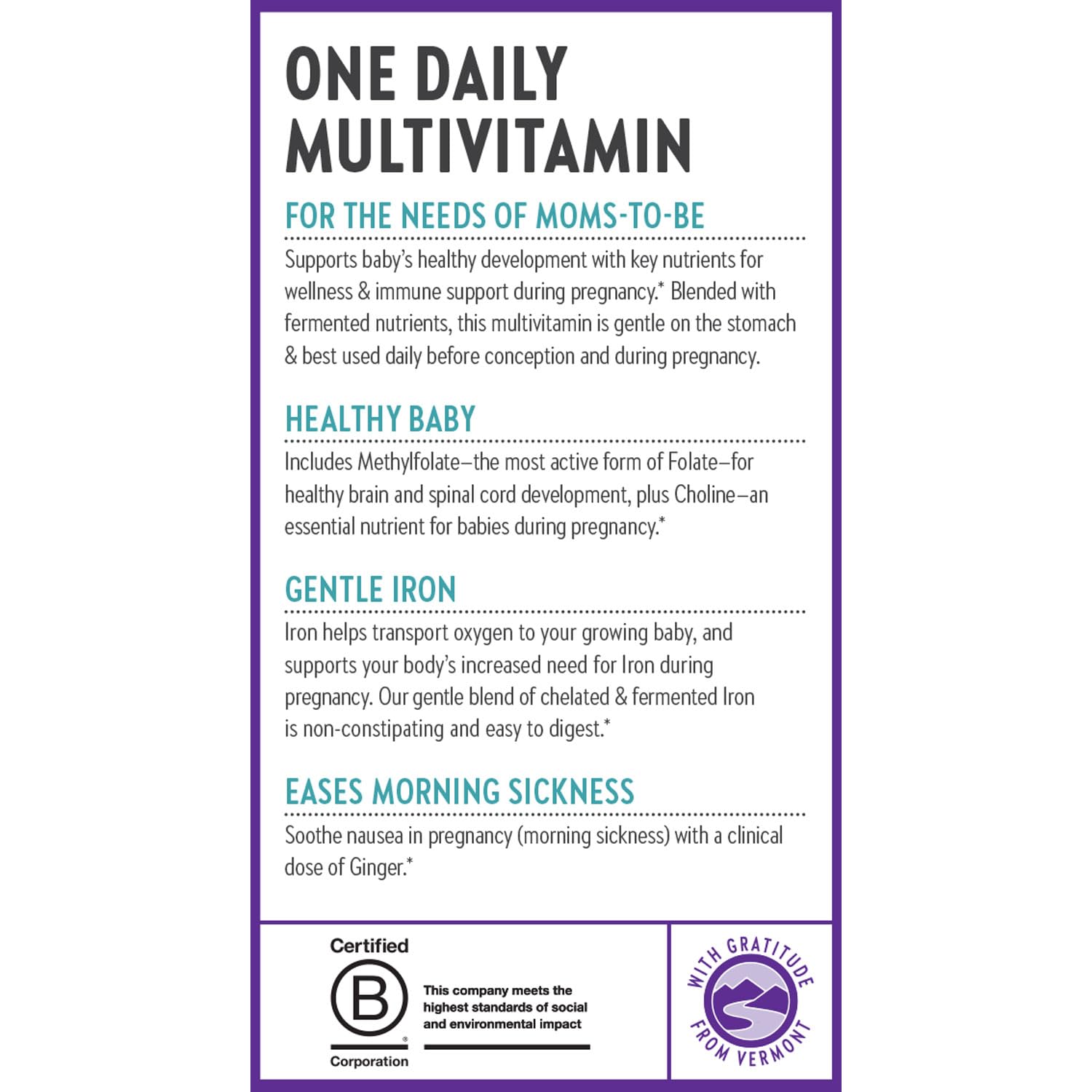 New Chapter Prenatal easy-to-swallow tablet for daily routine