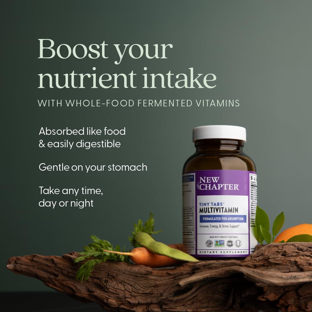 New Chapter Tiny Tabs fermented vitamins, gentle to stomach and absorption.