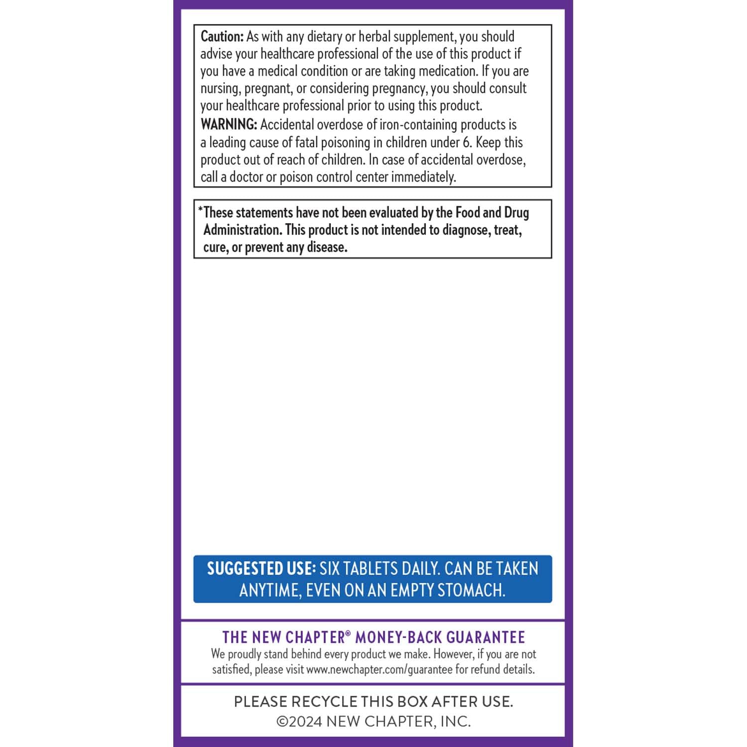 New Chapter Tiny Tabs gluten-free formula for sensitive diets.