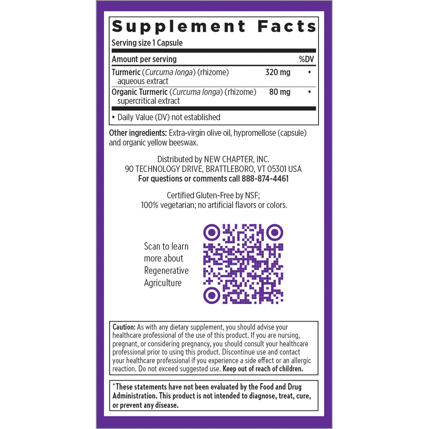 New Chapter Turmeric Force non-GMO badge signals certified quality.