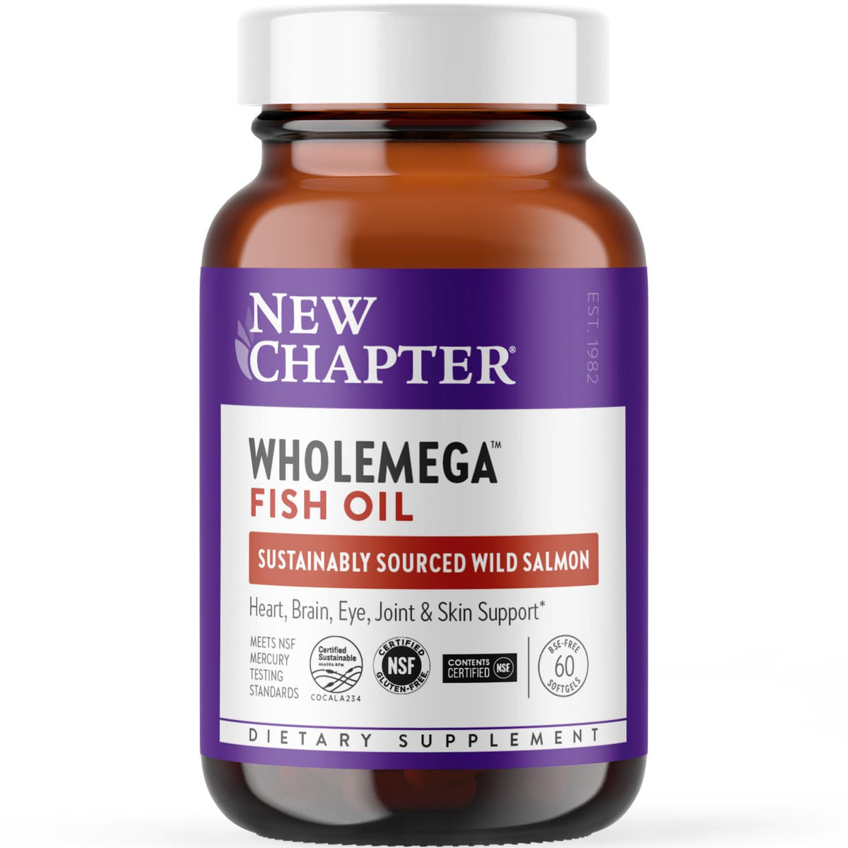 New Chapter Wholemega bottle on a clean surface highlighting daily omega-3 support