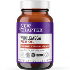 New Chapter Wholemega bottle on a clean surface highlighting daily omega-3 support