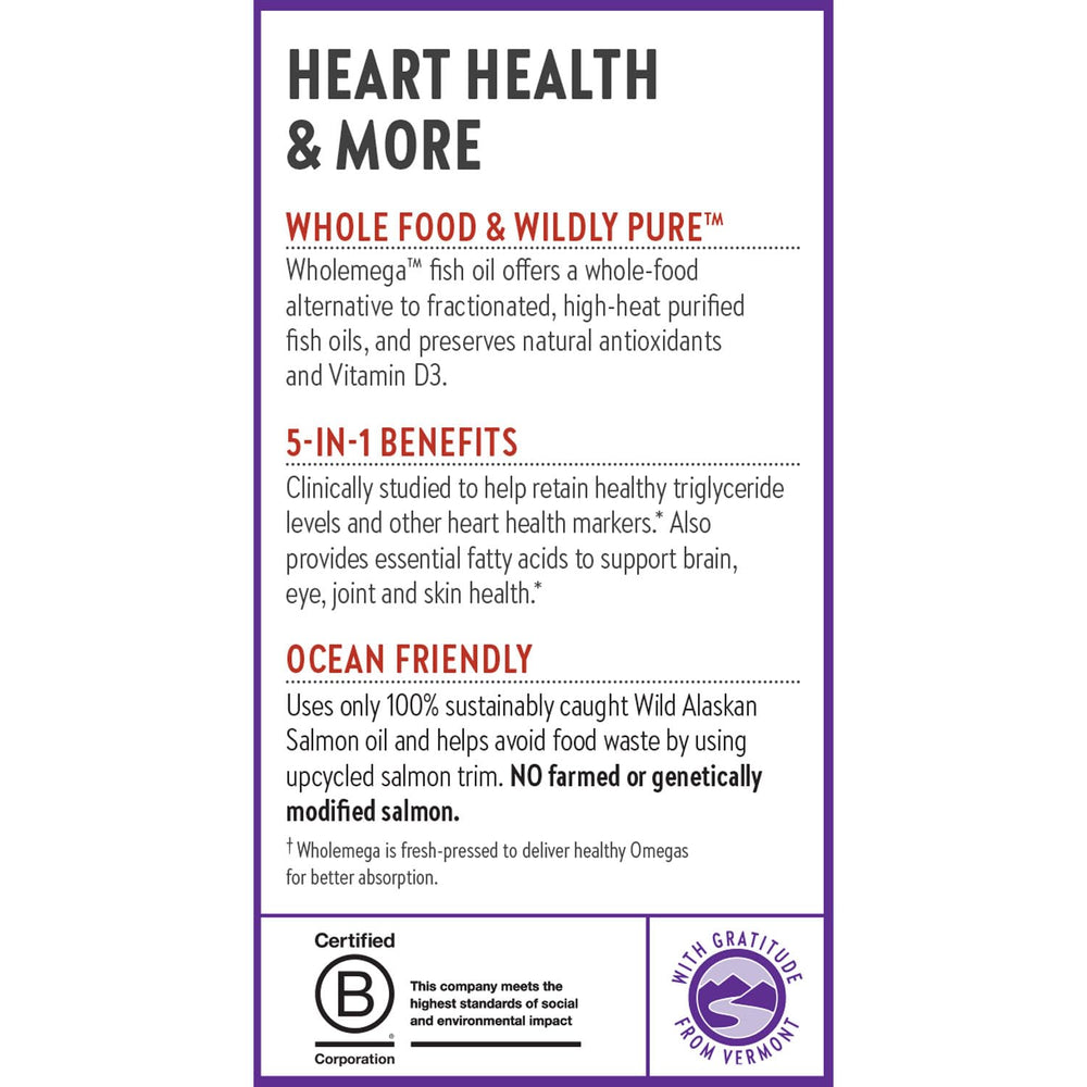 New Chapter Wholemega softgels with clear labeling and no artificial flavors.