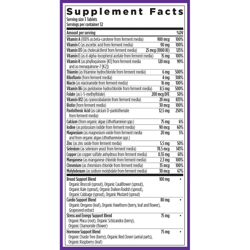 New Chapter probiotic-culture label implying easy absorption and stomach-friendly vitamins