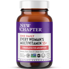 New Chapter Women's 55+ multivitamin bottle front view supports daily wellness.