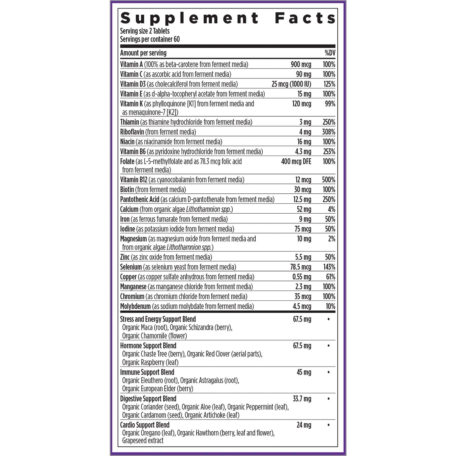 New Chapter Women's Multivitamin Advanced herbal blends with ginger and turmeric.