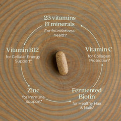 New Chapter Women’s Multivitamin capsules close-up highlights fermented nutrients.