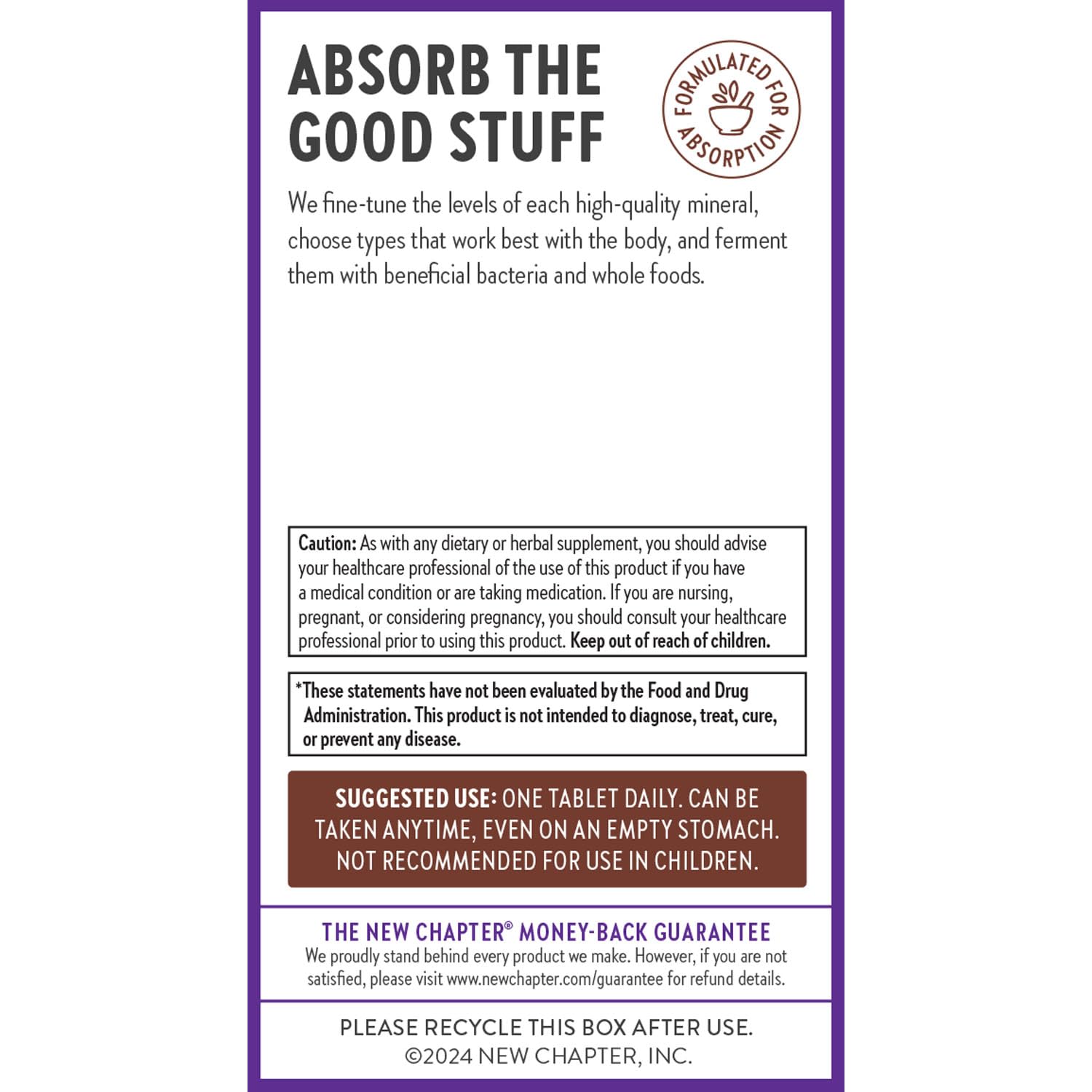 New Chapter gluten-free NSF seal on zinc supplement packaging.