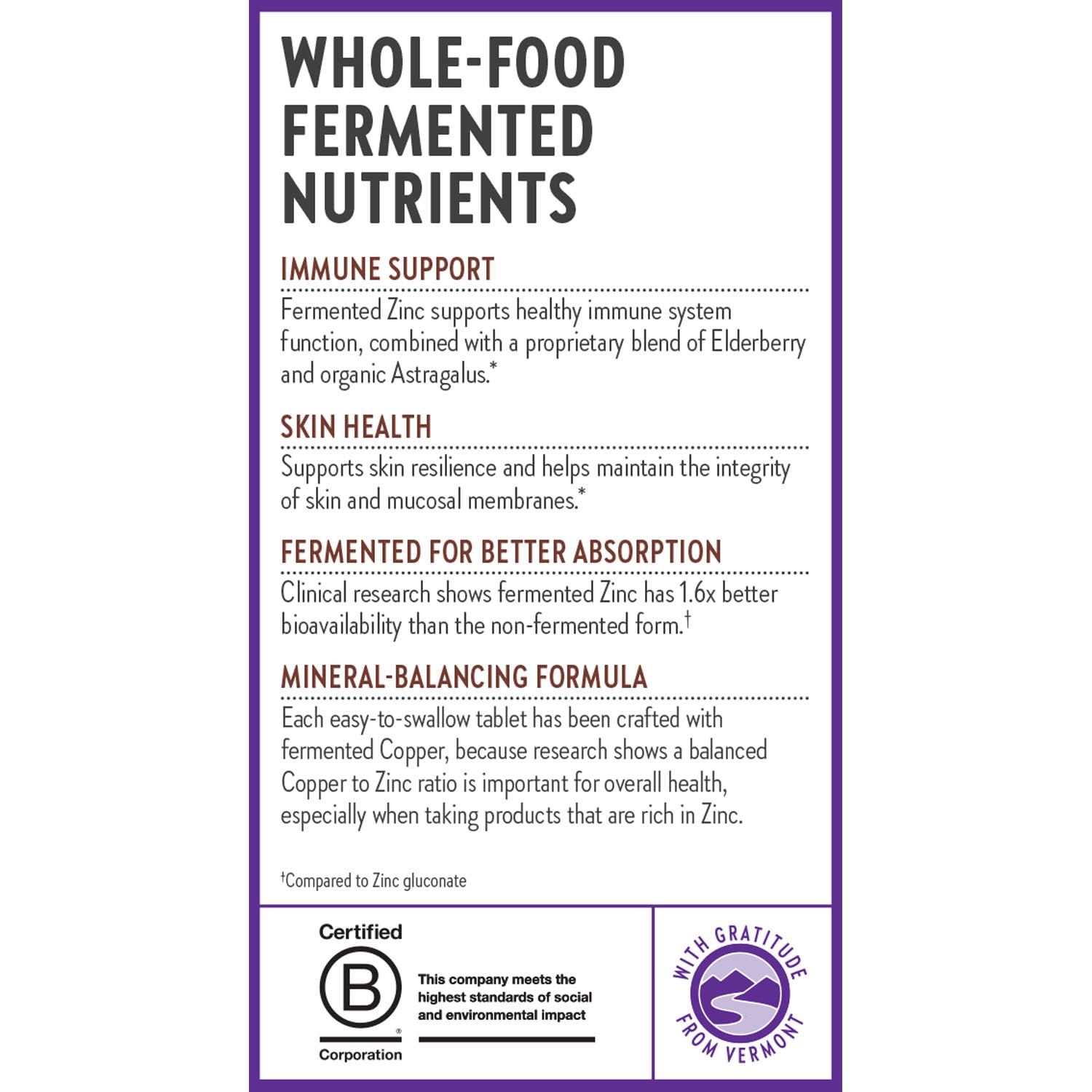 New Chapter non-GMO verification badge with zinc minerals.