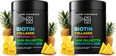 New Elements Biotin Gummies bottle supports healthy hair and nails.