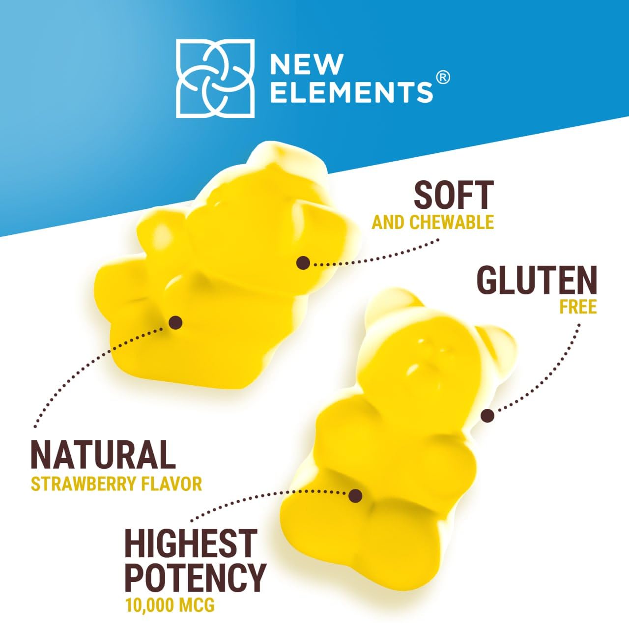 New Elements Biotin Gummies with water for easy consumption.