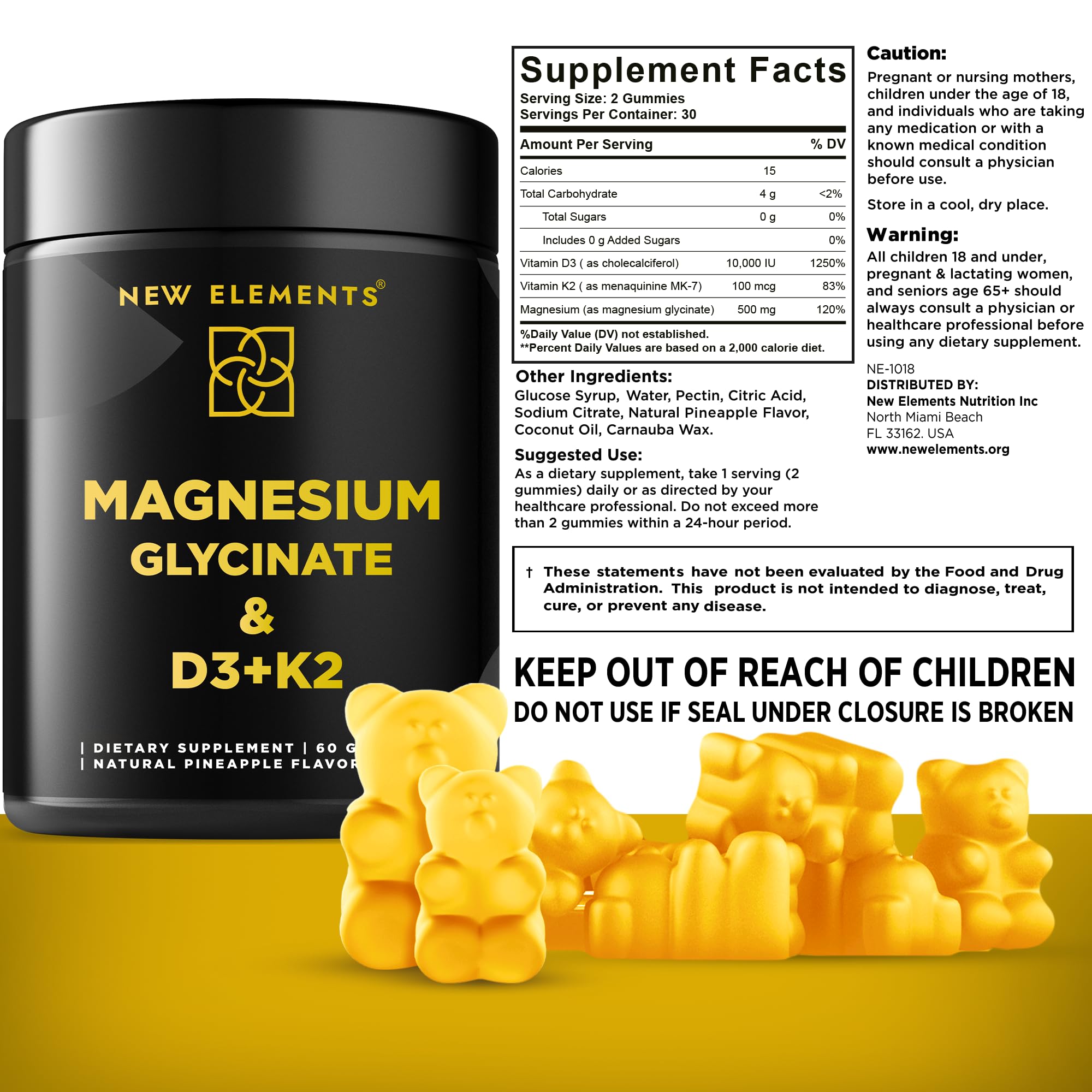 New Elements Calm Magnesium Gummies closeup gummies for easy daily calm.