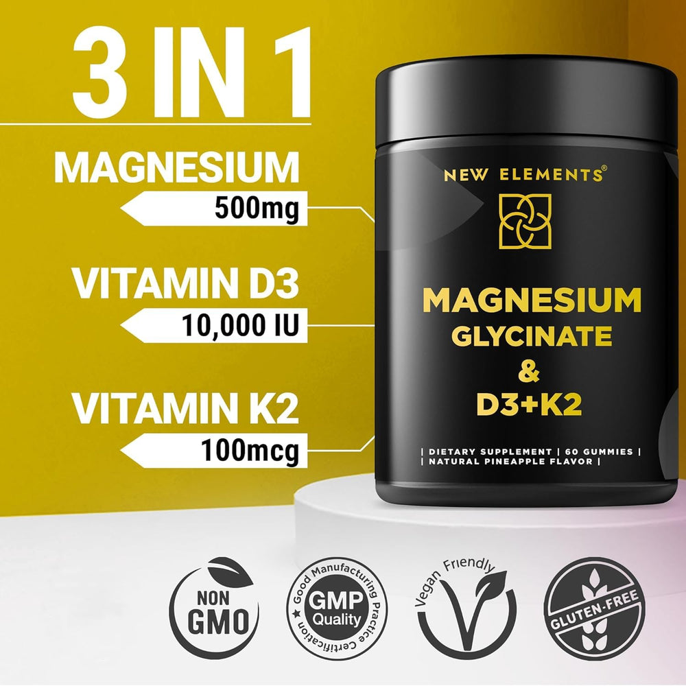 New Elements Calm Magnesium Gummies pineapple slice conveys fruity flavor on the go.