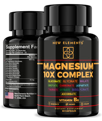 New Elements Magnesium 10X bottle highlights 900mg elemental magnesium for optimized absorption.