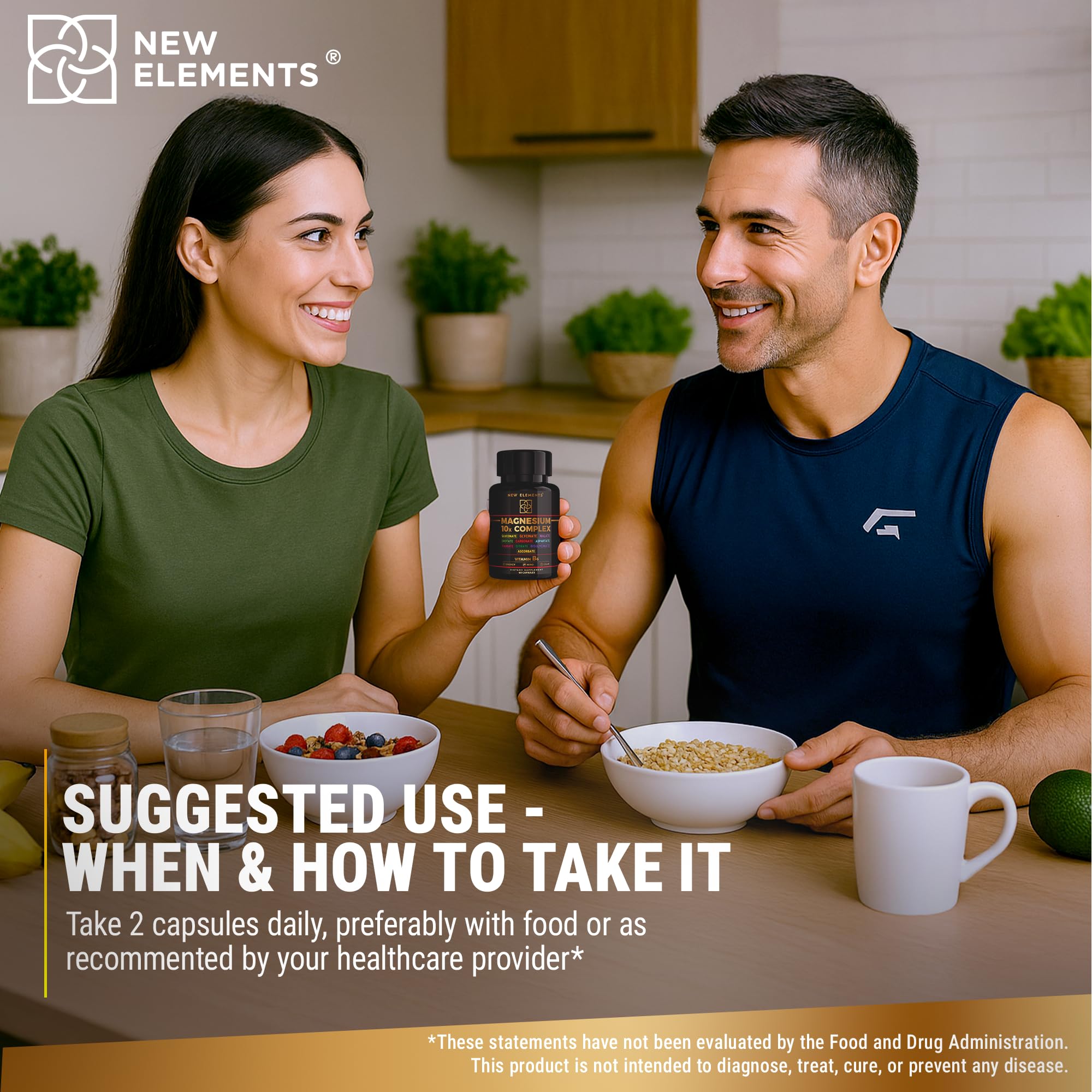 New Elements Magnesium 10X formula supports daily energy and focus.