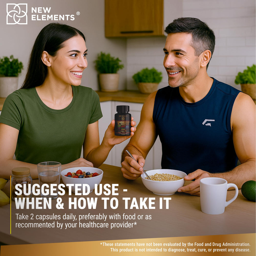 New Elements Magnesium 10X formula supports daily energy and focus.