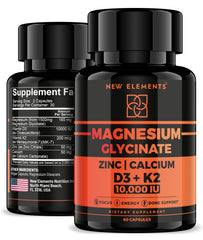 New Elements Magnesium Glycinate bottle supports calm energy and daily wellness
