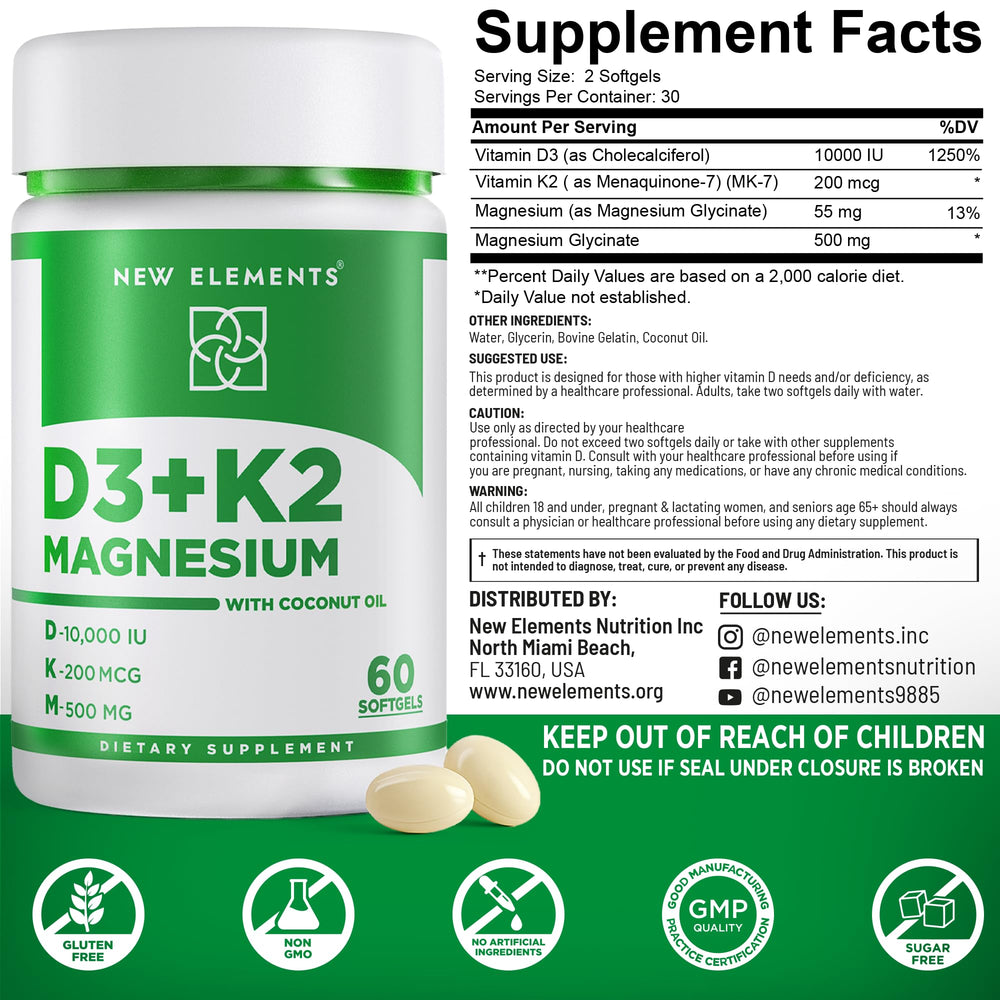 New Elements magnesium glycinate softgels closeup highlights relaxation support