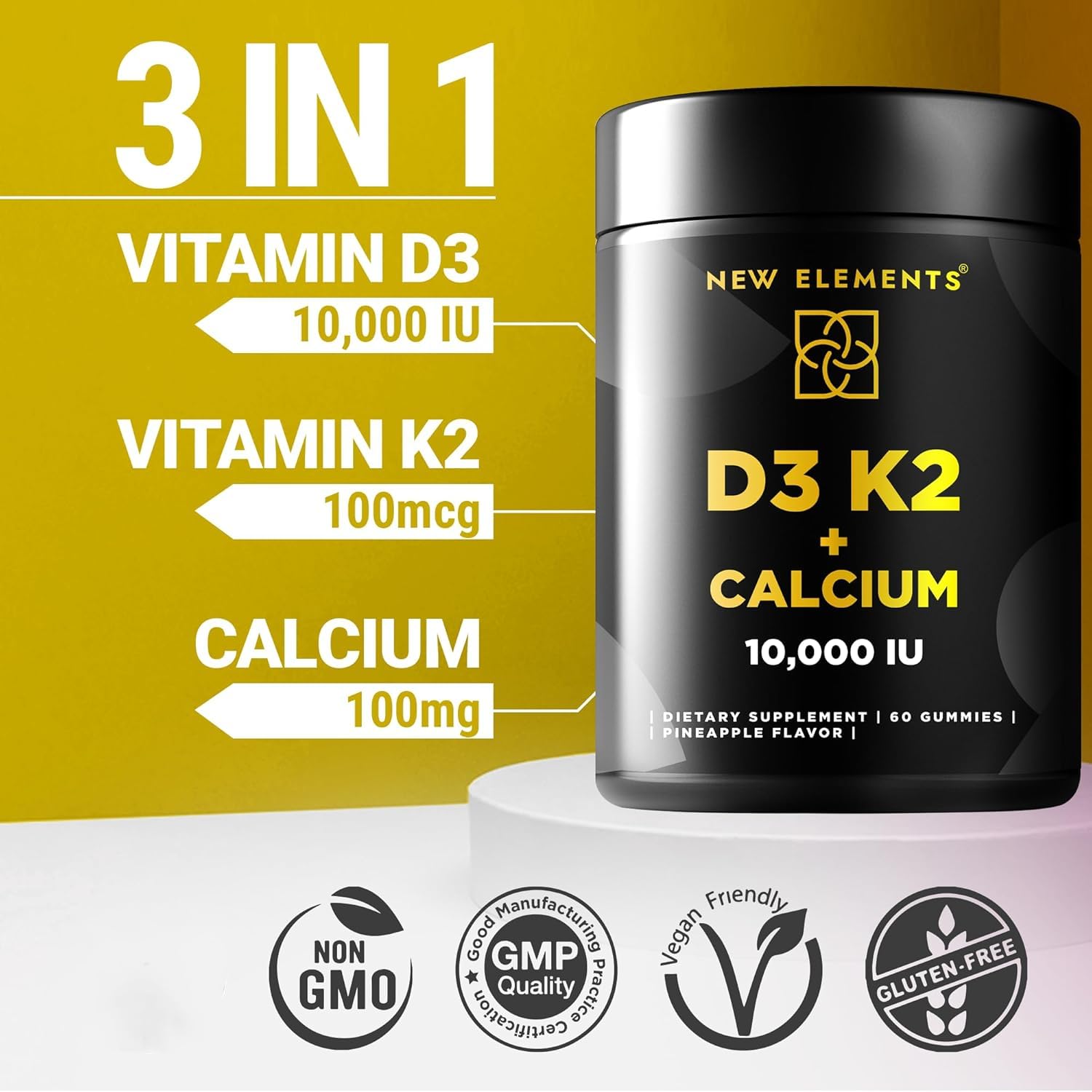 Close up of New Elements gummy texture and citrus flavor