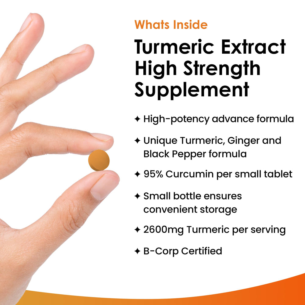 New Leaf Turmeric Tablets ginger root beside bottle suggests added ginger
