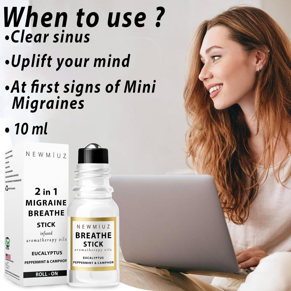 Closeup of New Miuz Breathe Easy Roller ball for on the go aromatherapy