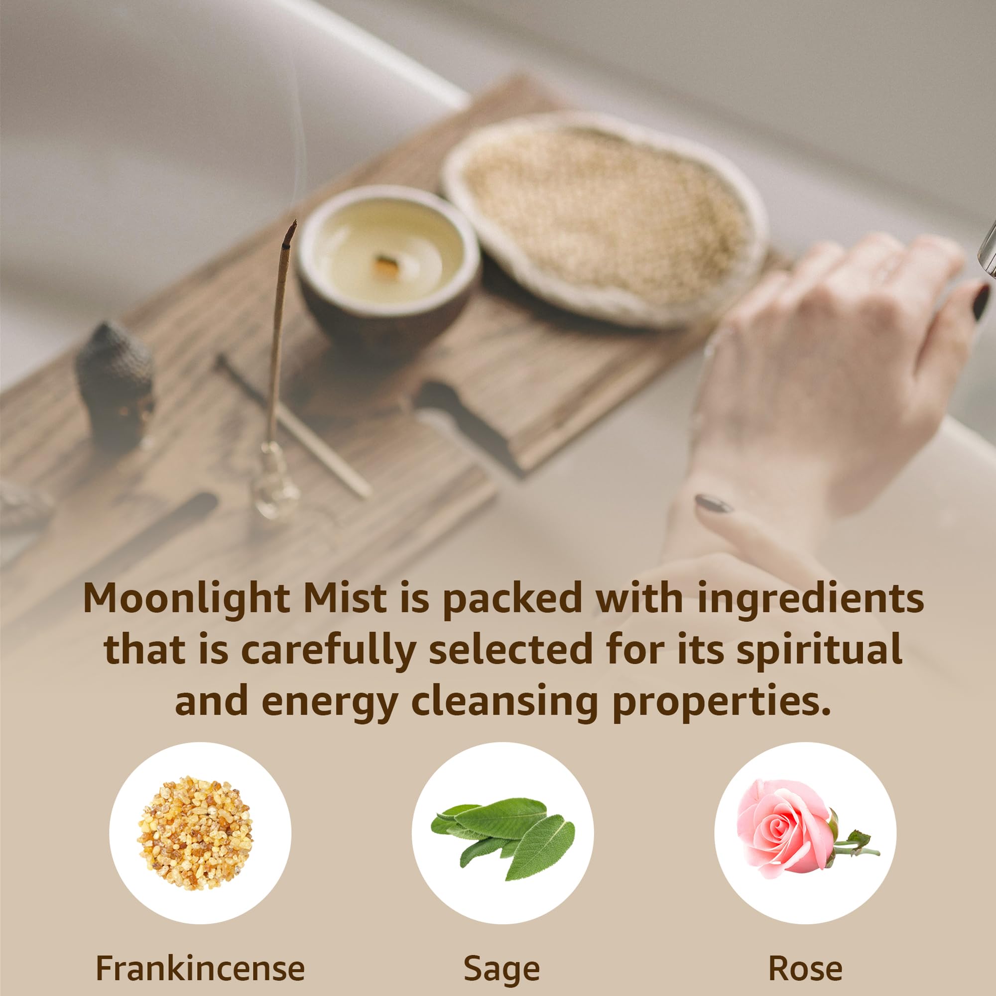New Miuz Clearing Sage Smudge Spray in a cozy bedroom scene for relaxation.