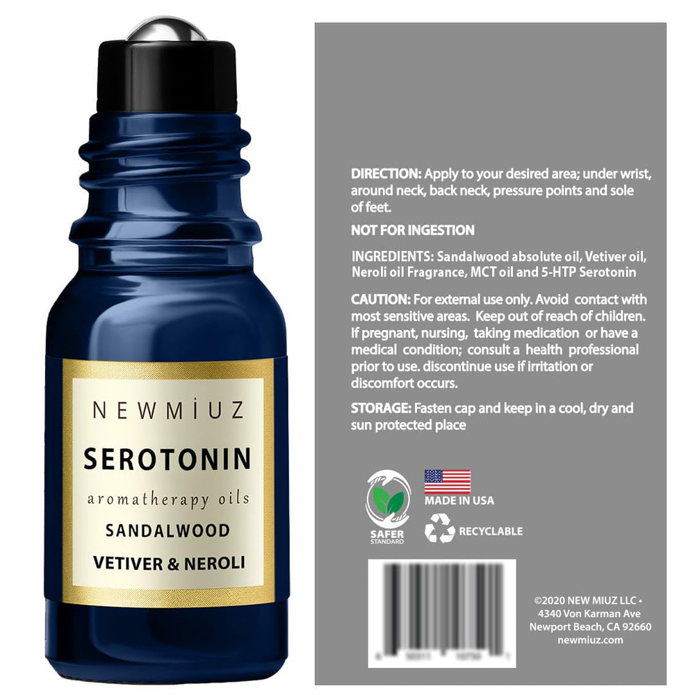 New Miuz USA-made calming essential oil blend in a compact bottle.