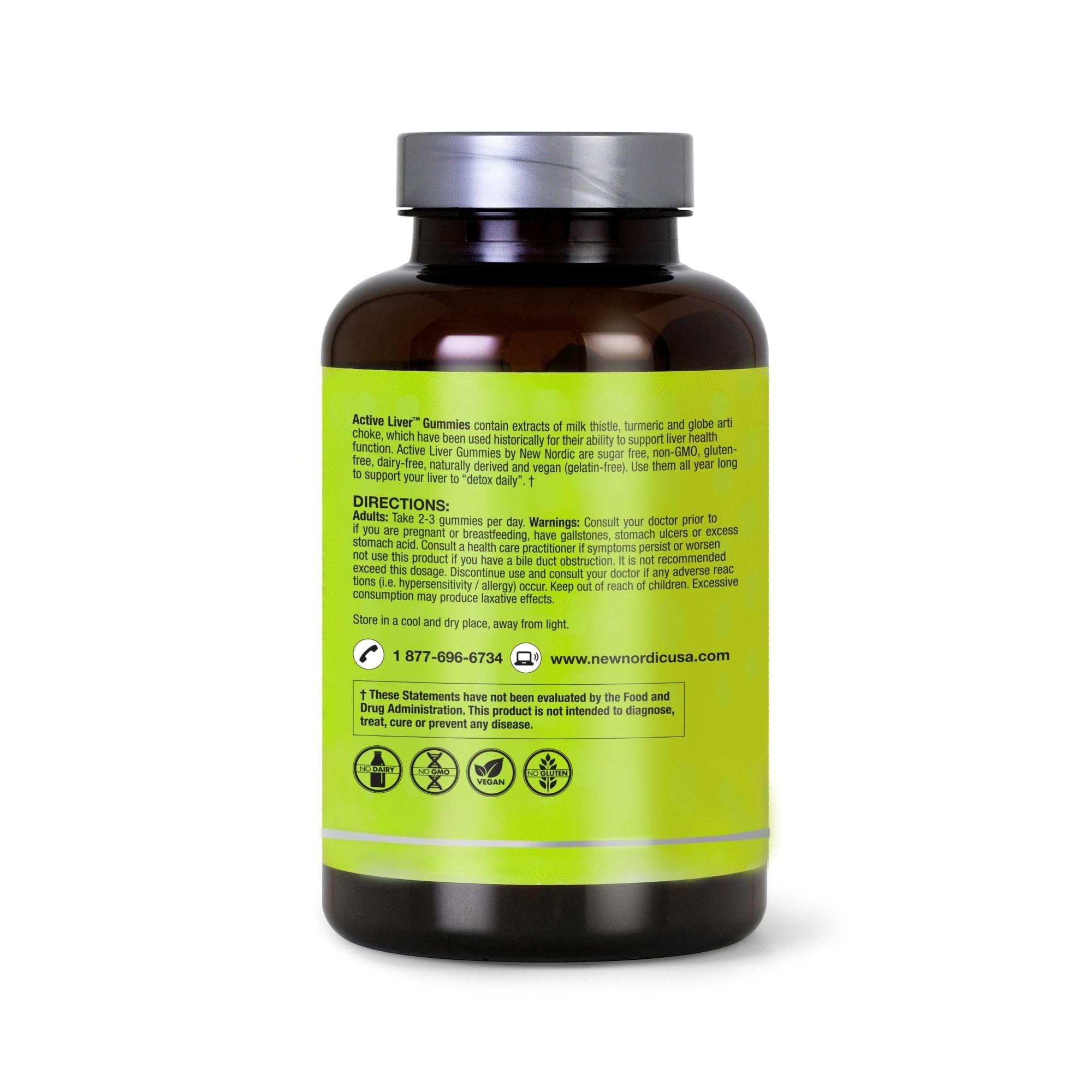 NEW NORDIC Active Liver Gummies bottle on shelf with 60-count packaging.