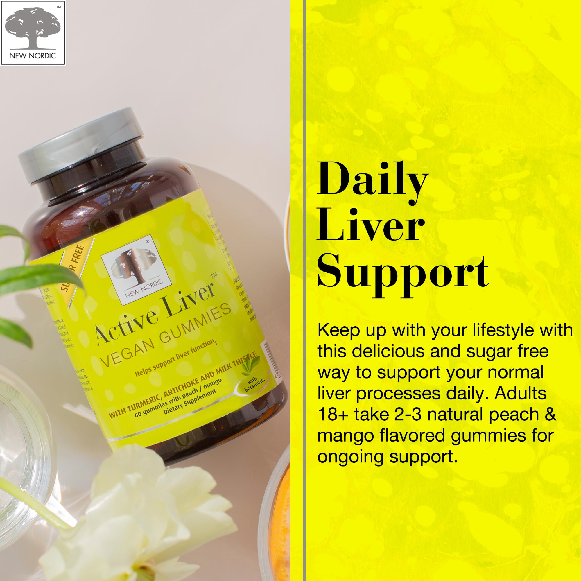 New Nordic Active Liver Gummies ingredients artichoke, milk thistle, turmeric.