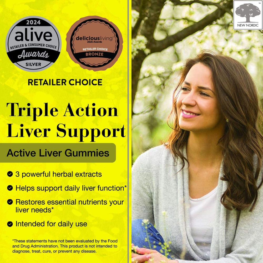 NEW NORDIC Active Liver Gummies peach mango flavor close view for tasty daily use.