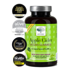 NEW NORDIC Apple Cider Vinegar Gummies packaging box highlights sugar-free lifestyle