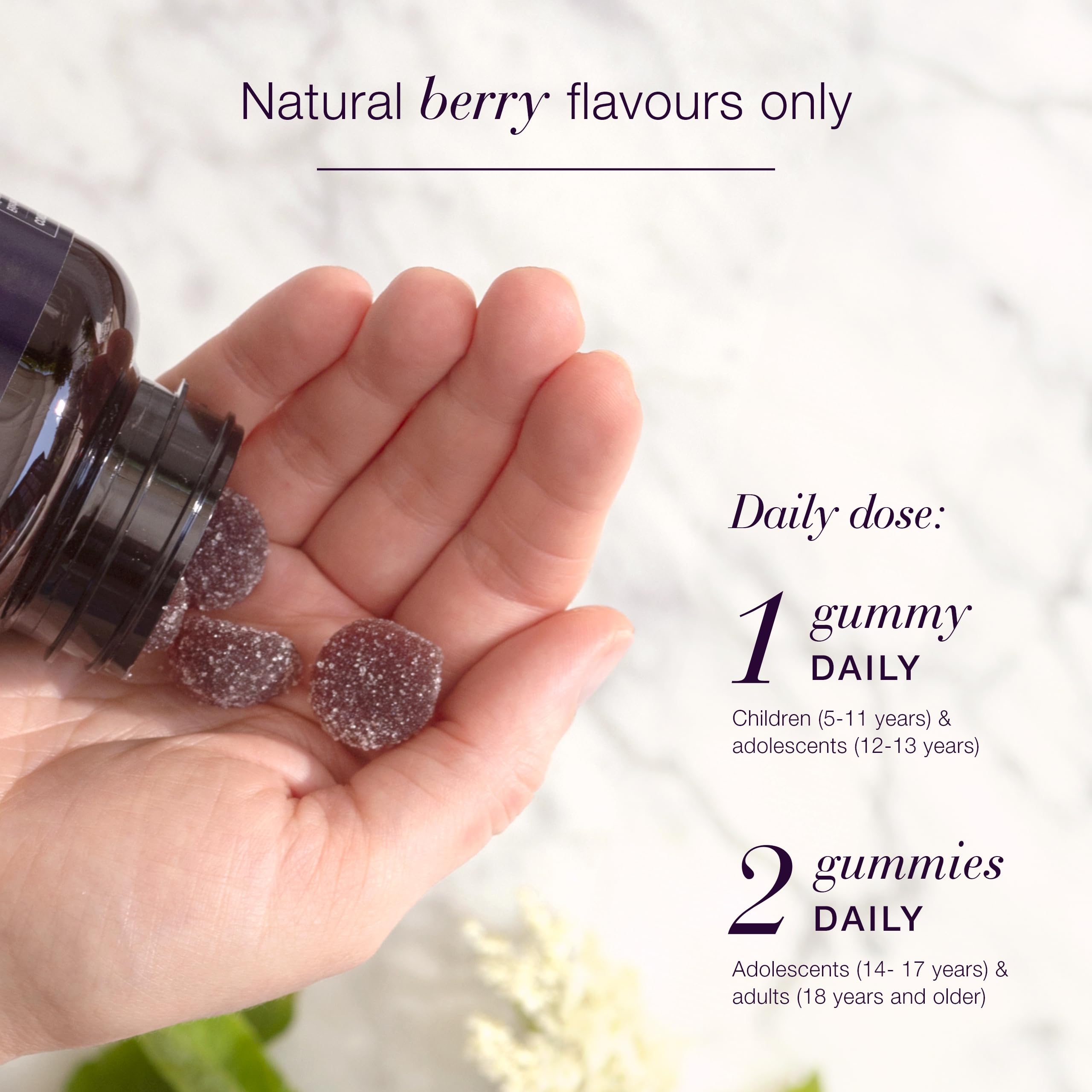 NEW NORDIC Elderberry Vegan Gummies ingredients panel highlights vegan non-GMO