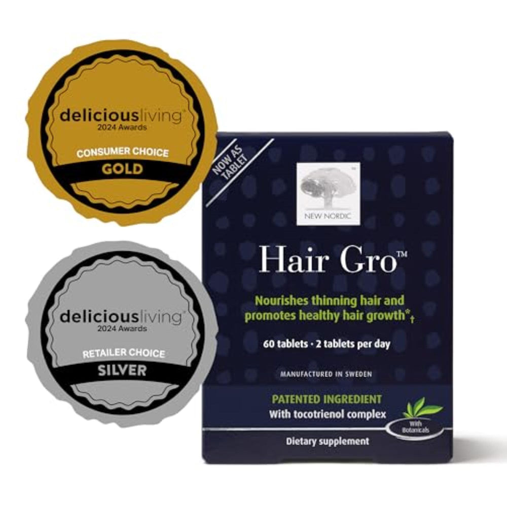 NEW NORDIC Hair GRO bottle back shows ingredients supporting follicle nourishment