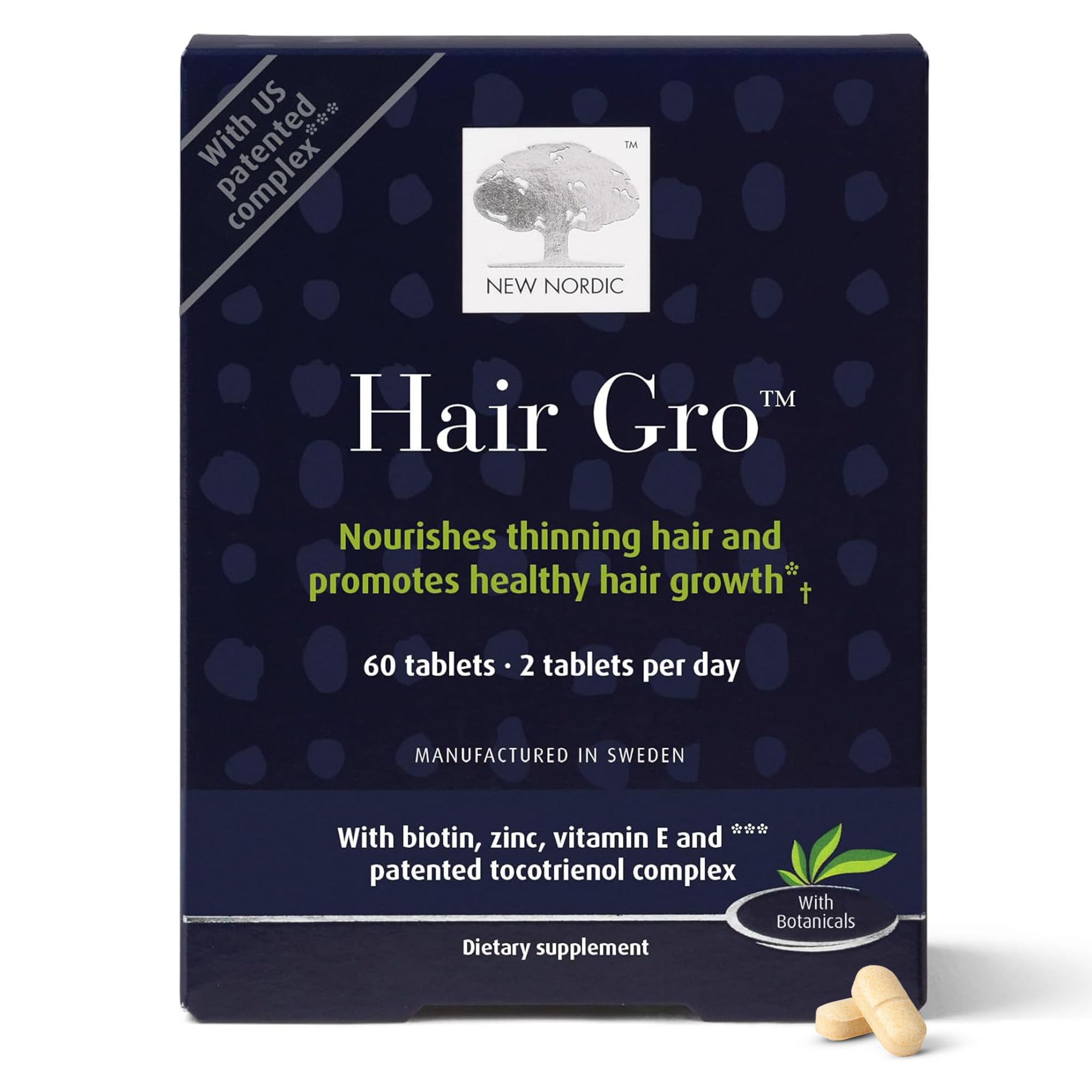 NEW NORDIC Hair GRO bottle front highlights potential for hair growth
