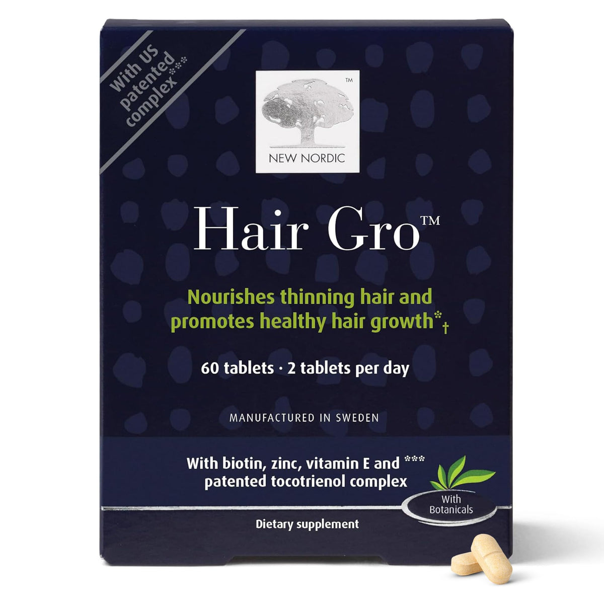 NEW NORDIC Hair GRO bottle front highlights potential for hair growth