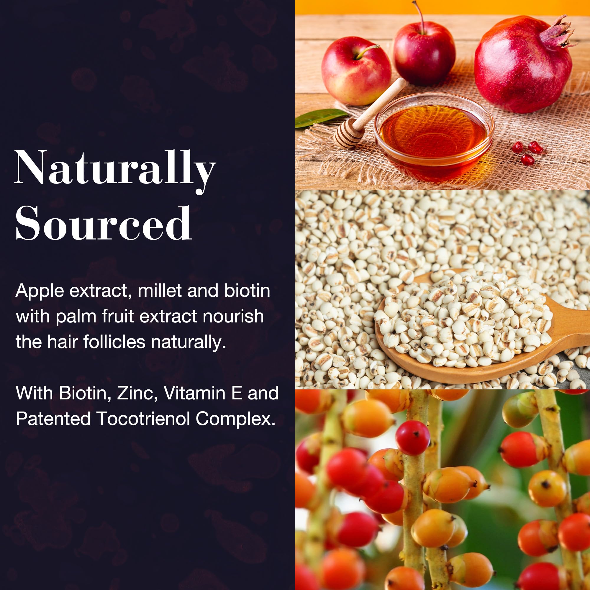 NEW NORDIC Hair GRO palm fruit extract closeup hints at tocotrienols supporting vitality
