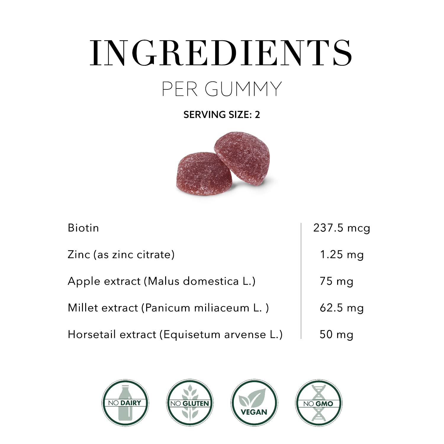 New Nordic Hair Volume Gummies with horsetail and millet icons.
