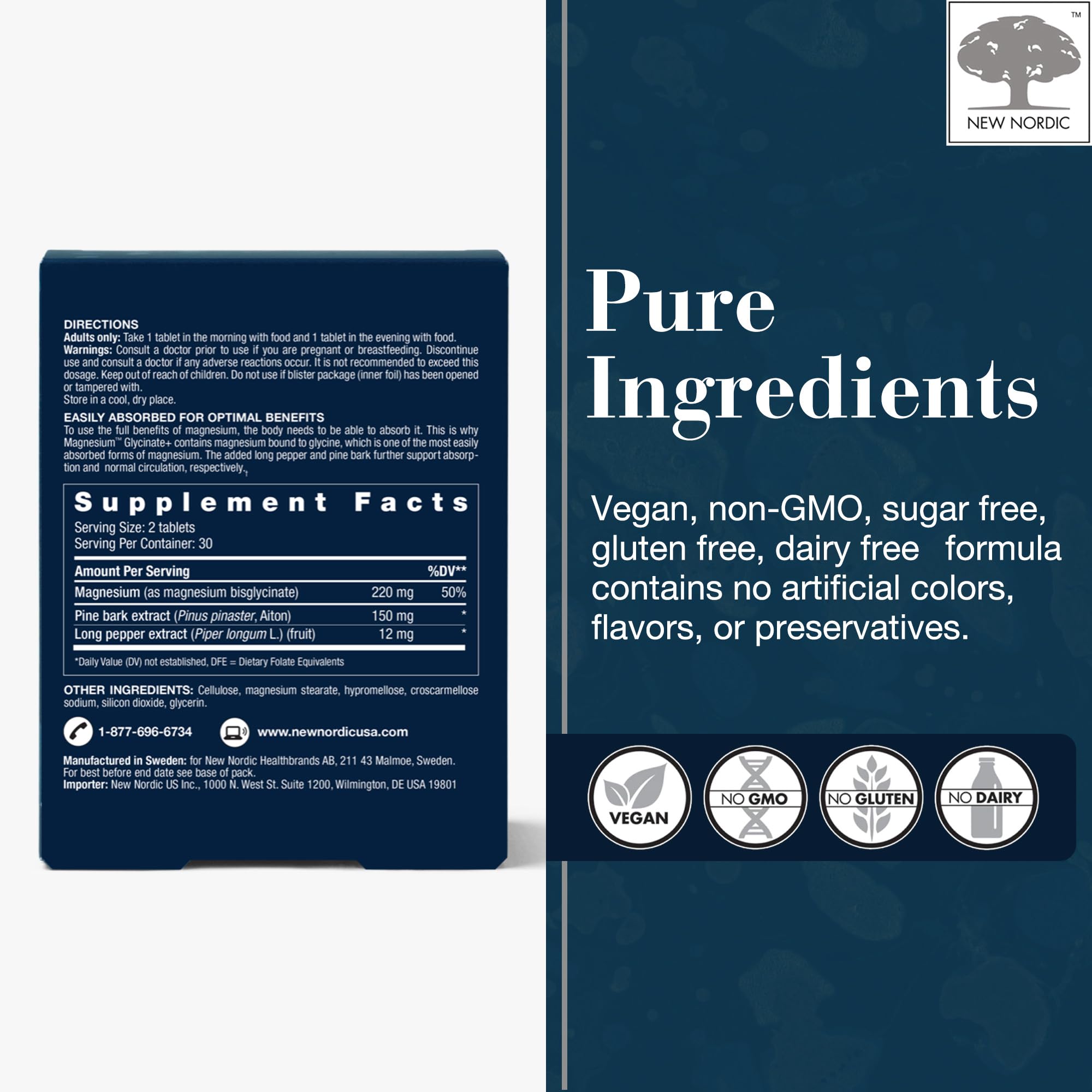 NEW NORDIC daily dose guidance showing 220 mg per tablet for convenience.