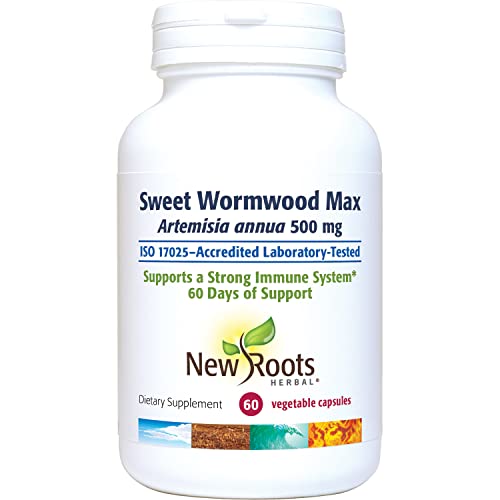 NEW ROOTS HERBAL Artemisia annua 500mg capsule close-up supports digestion.