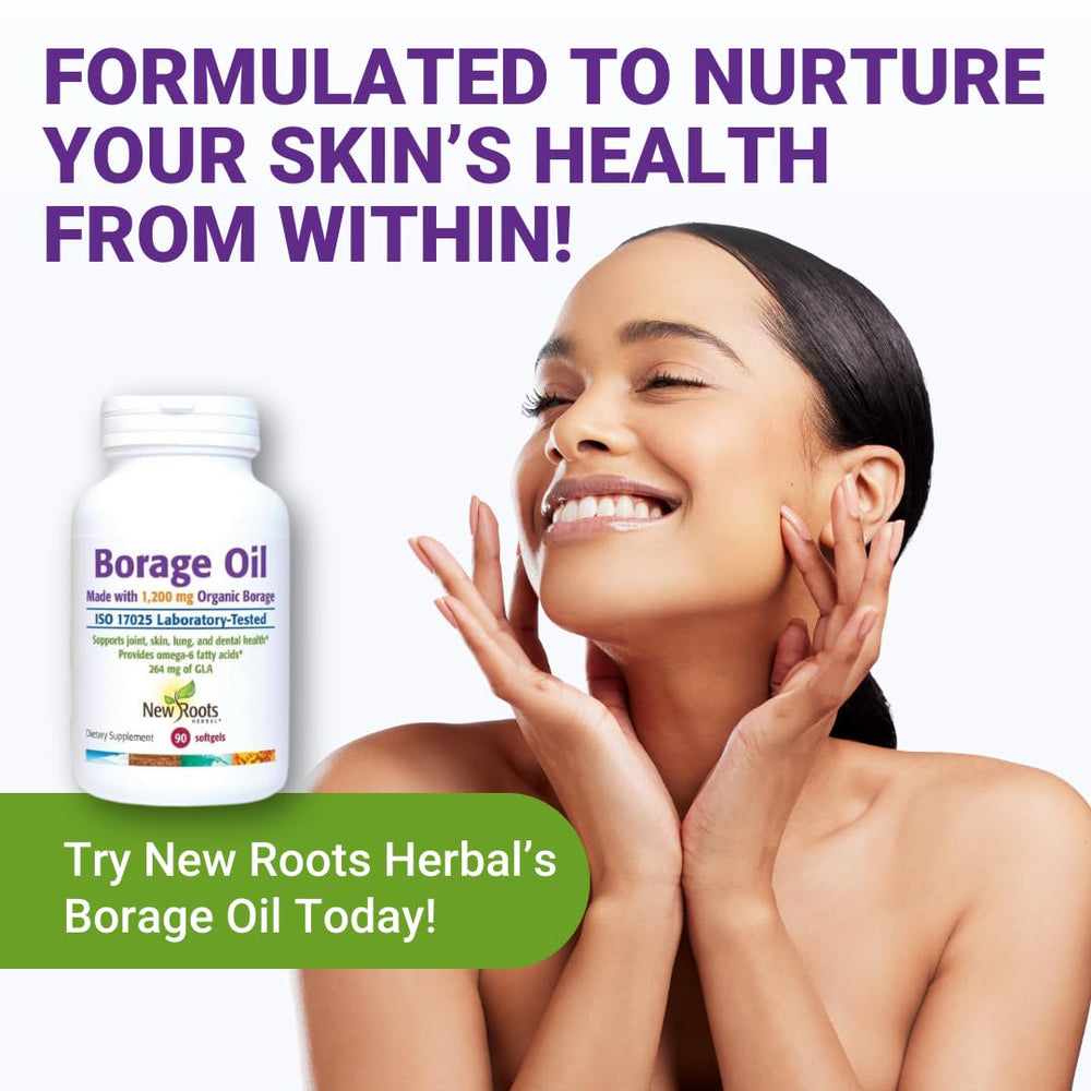 NEW ROOTS HERBAL borage oil ingredients graphic