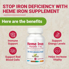 NEW ROOTS HERBAL heme iron capsules ready to swallow support iron levels and steady energy