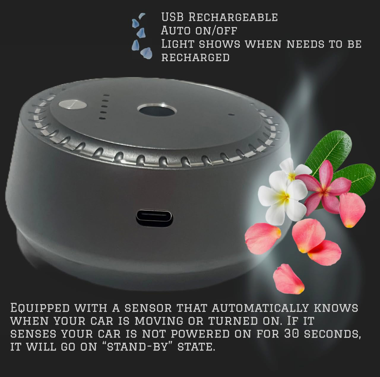 New Smart Aroma Diffuser auto shutoff feature activates when engine stops.
