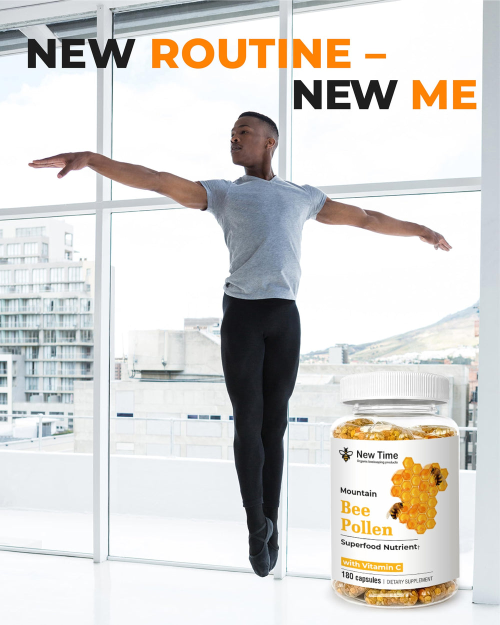 New Time Organic daily use image implies easy, precise dosing for seniors and adults.