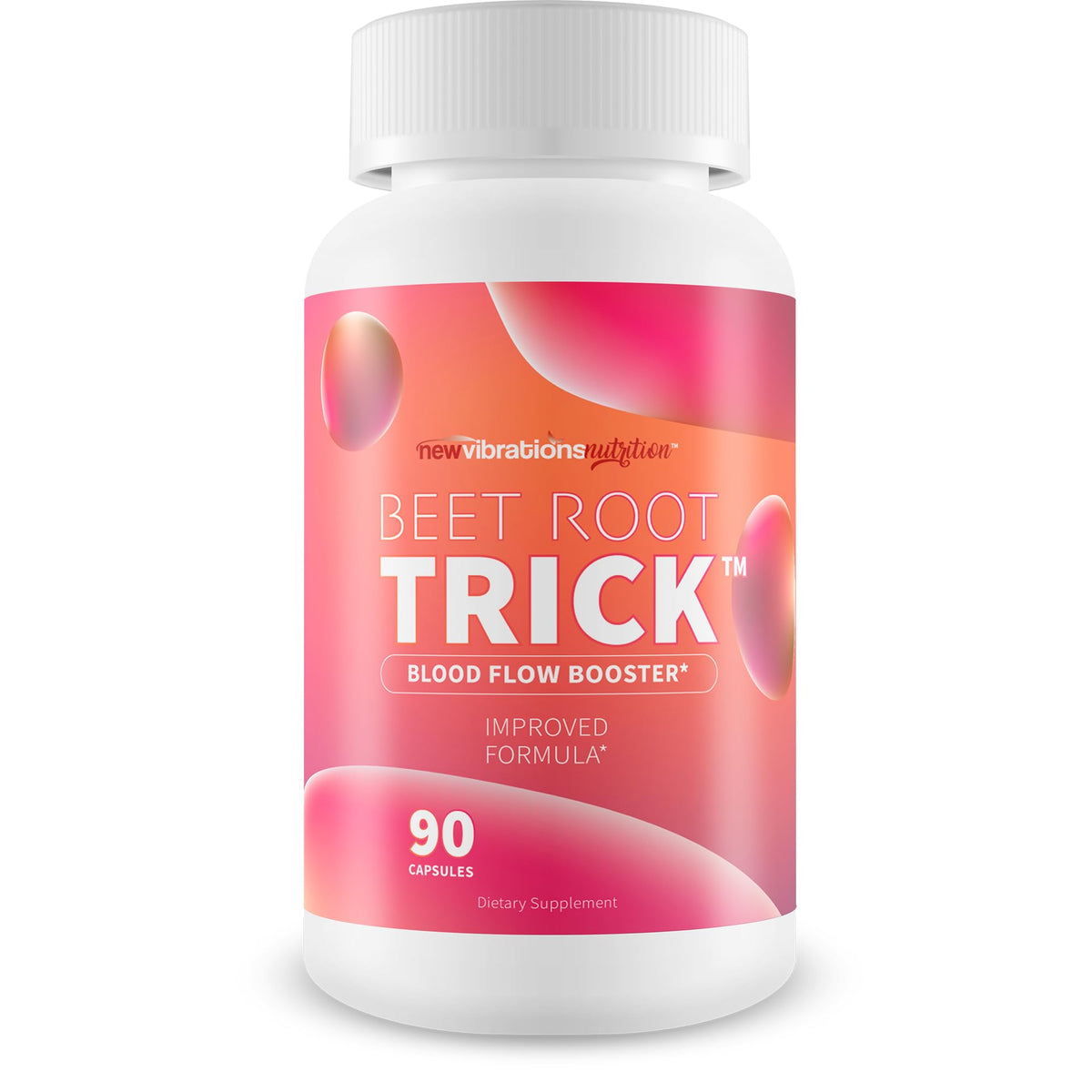 New Vibrations Beet Root Trick bottle front supports daily circulation.